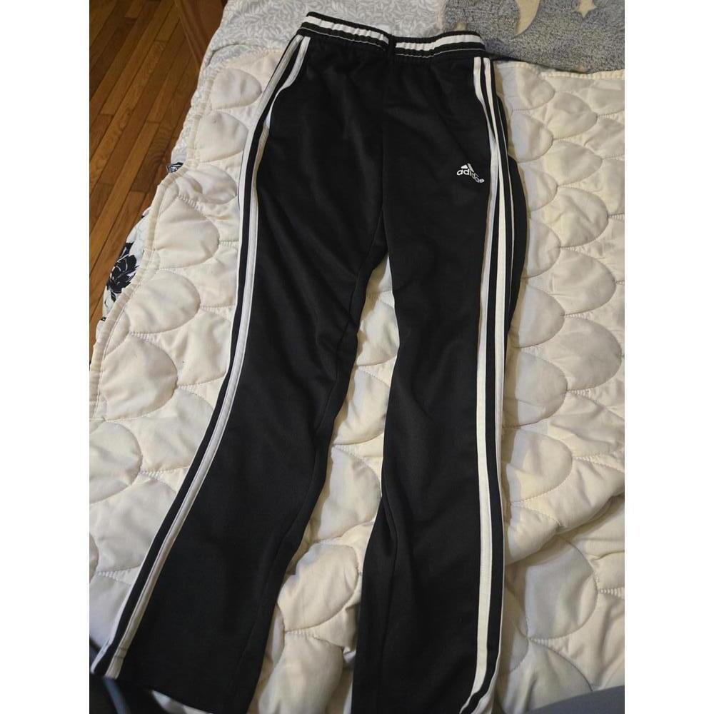 Adidas Kids' Black Casual Pants with White Stripes